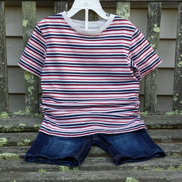 Wrangler Other - Wrangler Boys Denim Jean Shorts & TKS Striped Shortsleeve T-Shirt 2-Pc. Outfit 4